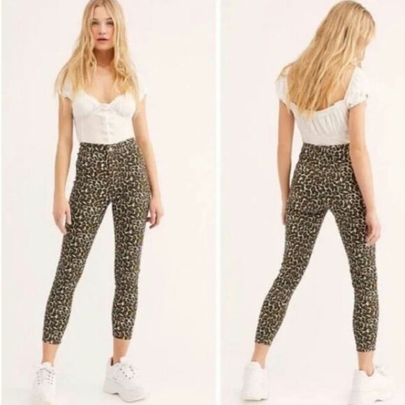 Free People Leopard Cheetah Size 25 Skinny Jeans - Picture 7 of 7